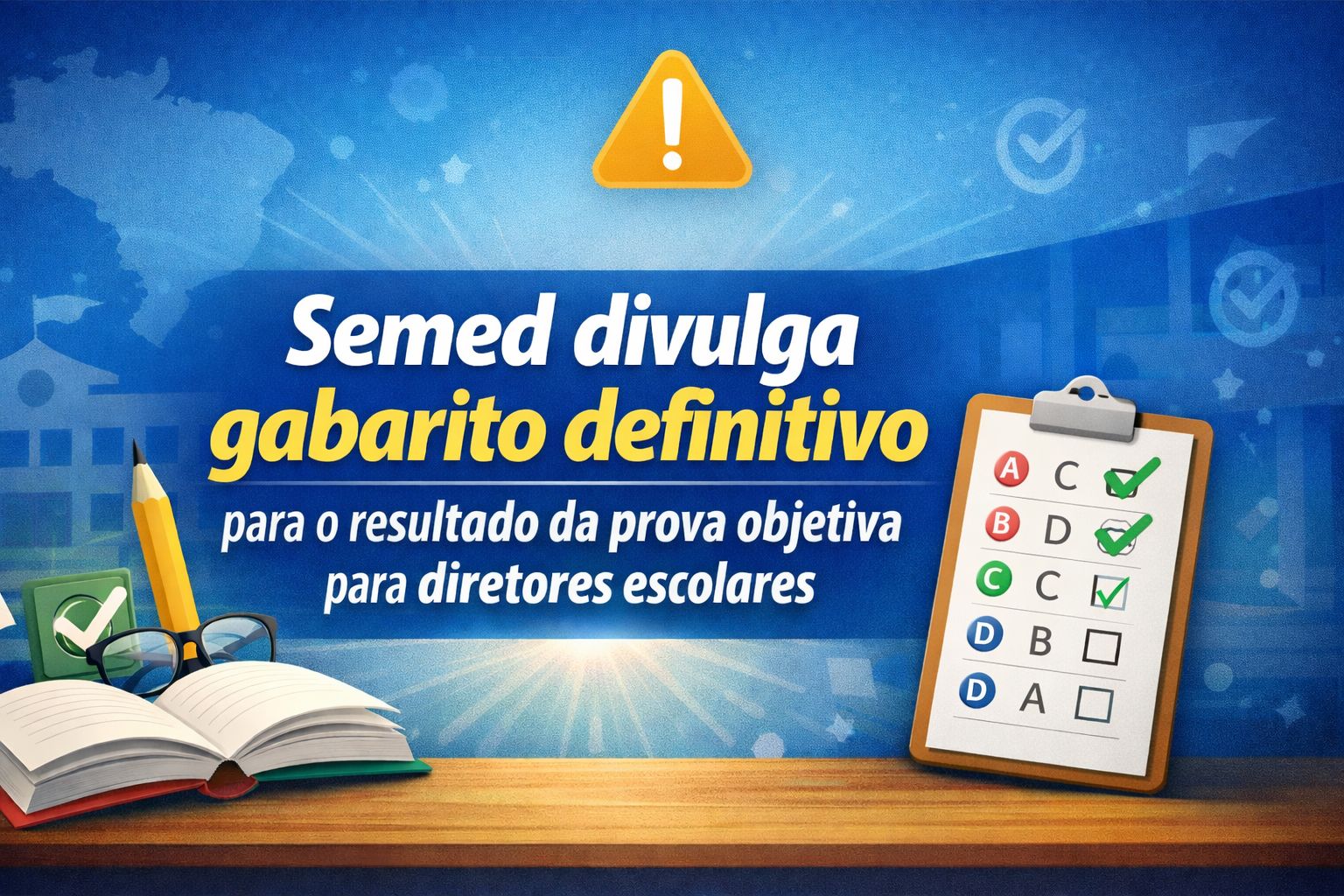 SEMED divulga gabarito definitivo e resultado da prova objetiva para Diretores Escolares
