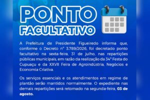Prefeitura de Presidente Figueiredo anuncia ponto facultativo em razão da 34ª Festa do Cupuaçu
