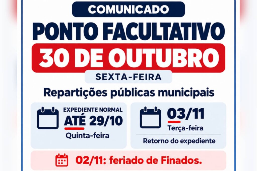 Prefeitura de Presidente Figueiredo transfere ponto facultativo do Dia do Servidor Público para 30 de outubro